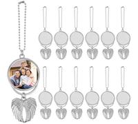 Lot de 12 pendentifs vierges à sublimation en forme d'ailes d'ange pour voiture - Pendentifs à transfert thermique - Kit de fabrication de porte-clés