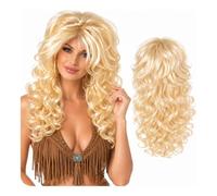 Lot de 12 perruques blondes bou s pour femme | Lot de 12 perruques blondes bou s - Look campagnard - Grandes boucles rétro - Pour enterrement de vie de jeune fille