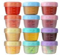 Lot de 12 Petit Pot de Conservation 2OZ, Spirale Couvercles Hermétiques, Sans BPA Petit Pot Plastique, Réutilisables, Boite Plastique Alimentaire, pour Yaourt, Sauces, Collations, Préparation de Repas