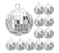 Lot de 12 Petites Boules Disco à Suspendre - Décoration de gâteau Disco argentée - Décoration de fête Disco des années 70 pour la Maison, Accessoires de scène, Festivals