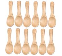 Lot de 12 petites cuillères en bois - Cuillères à café - Cuillères à café - Cuillères à café - Miel, café, thé, sucre, sel, confiture, moutarde, épices - Cuillères en bois clair - 9,5 x 3,3 cm