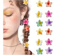 Lot de 12 petites pinces à cheveux en forme de fleur de 4,9 cm pour femmes/filles, cheveux épais/fins, décorations de cheveux hawaïens, cadeaux d'anniversaire (multicolore)
