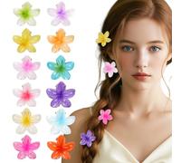Lot de 12 petites pinces à cheveux en forme de fleurs - En plastique - 1,3 x 1,5 cm - Antidérapantes - Colorées - Jolies couleurs - Accessoire de coiffure pour bébé, femme et fille