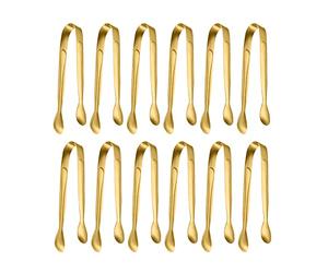 Lot de 12 petites pinces à glace en acier inoxydable pour amuse-bouches, café, thé, vin, bar et cuisine