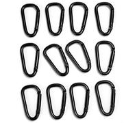 Lot de 12 Petits mousquetons - en Alliage d'aluminium - pour Sacs à Dos, Ceintures, Objets Suspendus - Noir