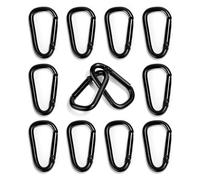 Lot de 12 Petits mousquetons en Fer - Convient pour Sacs à Dos, Ceintures, etc. - en Alliage d'aluminium - Noir
