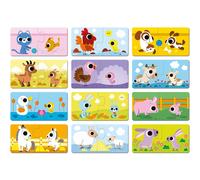 Lot de 12 petits puzzles Parents et bébés animaux