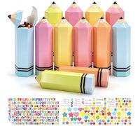 Lot de 12 petits sacs d'école pour filles et garçons, boîte cadeau en forme de crayon avec 7 feuilles d'autocollants, mini sacs d'école à remplir, emballage cadeau pour la rentrée des classes pour