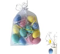 Lot de 12 petits œufs de Pâques, ensemble de décoration d'œufs de Pâques, accessoires de scène de vacances de printemps, œufs de Pâques colorés pour la chasse aux œufs de Pâques, 3 x 3 x 4 cm, œufs de