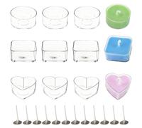 Lot de 12 Photophore Plastique pour Saint Valentin, Porte Bougie Chauffe Plat Transparents Mini Bougeoir Contenant Bougie avec 12 Mèches pour DIY Décoration de Table Fête de Mariage Anniversaire