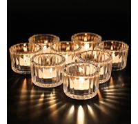 Lot de 12 Photophore Porte Bougeoir en Verre Transparent Bougie Decorative à Chauffe-Plat Décoration de Maison Mariage, Fête et Décoration de Table 5cm x 3.5cm
