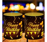Lot De 12 Photophores Décoratifs De Table - Belle Décoration D'anniversaire - Noir Et Doré - Décoration De Table D'anniversaire - Réutilisables - Photophore Pour Bougies Chauffe-Plat Ou