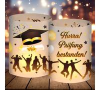 Lot de 12 photophores décoratifs de table - Cadeau de réussite d'examen - Décoration Abitur/Bachelor/Matura 2025 - Décoration de remise de diplôme - Décoration de table pour fête de remise de diplôme