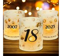 Lot de 12 photophores décoratifs de table pour 18e anniversaire, 18e anniversaire, décoration de table pour fille garçon, 2007-2025, convient pour les bougies chauffe-plat ou les bougies, « Schön dass
