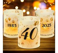 Lot de 12 photophores décoratifs de table pour 40e anniversaire, 40e anniversaire, décoration de table 40e femme homme, 1985-2025 Convient pour bougies chauffe-plat ou bougies, « Schön dass Du Da bist