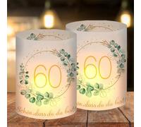 Lot de 12 Photophores Décoratifs de Table pour 60 Ans, Lanterne Bougies pour Décoration Anniversaire 60 Ans Homme Femme, Décoration de Table Happy Birthday, Convient pour Bougies Chauffe-Plat