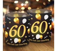 Lot de 12 photophores décoratifs de table pour 60 ans, « Schön dass Du Da bist », 60 ans, décoration de table Happy Birthday, décoration d'ambiance pour 60e anniversaire femme homme, convient pour