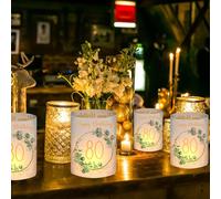 Lot De 12 Photophores Décoratifs Pour 80 Ans Décoration De Table D'anniversaire Pour Homme Et Femme, Cadeau Pour 80 Ans, Convient Pour Bougies Chauffe-Plat Ou Autres Bougies