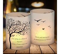 Lot de 12 photophores - Décoration de table - Décoration funéraire - Personnalisable - Cadeau de deuil - Aimé et inoubliable - Pour toujours dans nos cœurs - Bougie funéraire - Cadeau de condoléances