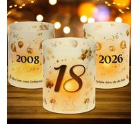 Lot de 12 photophores - Décoration de table pour 18e anniversaire - Décoration de table pour fille et garçon - 2008-2026 - Convient pour bougies chauffe-plat ou bougies - Beau que tu es