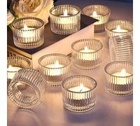 Lot de 12 photophores ronds,Idéal pour les bougies chauffe-plat, les bougies et comme récipient, photophore pour cadeau, aromathérapie, mariage, fête, décoration, décoration d'intérieur (transparent)