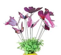 Lot de 12 pics papillons 3D réalistes pour décoration de jardin avec piquets 25 cm pour compositions florales, papillons artificiels vibrants pour pots plantes, décorations extérieures Violet
