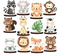 Lot de 12 pièces de centre de table Safari pour fête prénatale - Animaux mignons - Décorations d'anniversaire