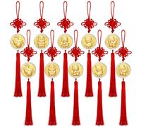 Lot de 12 pièces de décoration à suspendre en forme de serpent chinois 2025 avec nœud porte-bonheur porte-bonheur pour luna, Nouvel An, maison, voiture, arbre