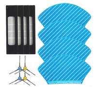 Lot de 12 pièces de rechange pour aspirateurs robots Eureka NER700, comprend 4 filtres HEPA, 4 chiffons à franges et 4 brosses latérales