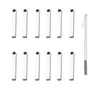 Lot de 12 pièces vierges rectangulaires en acier inoxydable - Pendentifs en métal - Pour colliers, porte-clés et plaques nominatives personnalisées, Acier inoxydable