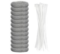 Lot de 12 pièges à peluches en acier inoxydable pour machine à laver, filtre à peluches pour scénarios de drainage, y compris éviers, lavabos, baignoires avec 12 attaches de câble