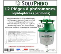 Lot de 12 Pièges à Phéromones Funnel Trap, SOLU'PHERO - Piège Papillons Lépidoptères - Usage Jardin & Vergers - Piège Réutilisable à Suspendre ou sur Pied - sans Phéromone