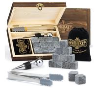 Lot de 12 Pierres à Whisky Whisiskey en Pierre Naturelles réutilisables avec Boîte de rangement- Glaçons Ice Cubes - Granit