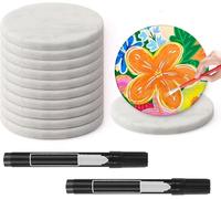 Lot de 12 pierres plates blanches à peindre grandes pierres lisses pour peinture mandala et roches de gentillesse pour l'art l'artisanat 2.48 in de diamètre