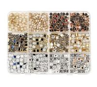 Lot de 12 pierres strass et perles pour ongles - Pierres à paillettes carrées et breloques 3D pour nail art - Accessoires de décoration pour ongles en gel - Manucure