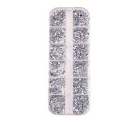 Lot de 12 pierres strass scintillantes pour nail art - Pierres plates pour décoration polyvalente - Pour ongles, chaussures, trousses de maquillage (transparent)