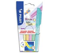 Lot de 12 - PILOT Pochette de 6 surligneurs effaçables FRIXION Light Soft. Coloris pastel