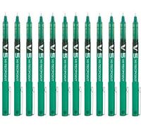Lot de 12 Pilot V5 Hi-Tecpoint - Stylo roller pointe aiguille 0,5 mm - encre liquide verte