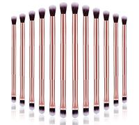 Lot de 12 pinceaux 2 en 1 pour fard à paupières, pinceau à double extrémité, pinceau anticernes sous les yeux, petit pinceau doux et ferme pointu, applicateur de maquillage pour estomper les ombres