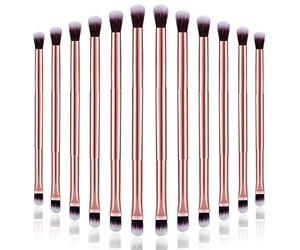 Lot de 12 pinceaux 2 en 1 pour fard à paupières, pinceau à double extrémité, pinceau anticernes sous les yeux, petit pinceau doux et ferme pointu, applicateur de maquillage pour estomper les ombres