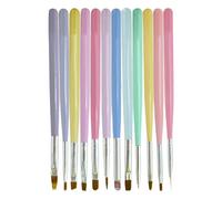 Lot de 12 pinceaux à ongles pour ongles - Pinceau à ongles - Pour dessiner des lignes longues, des détails fins - Pour femme
