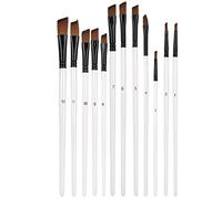 Lot de 12 pinceaux à peinture pour aquarelle et peinture à l'huile acrylique (tête oblique en C), outil de dessin