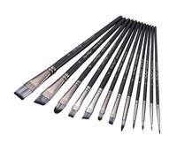 Lot de 12 pinceaux d'artiste avec manche en bois pour enfants, adultes, aquarelle, gouaches, peinture à l'huile, art du visage et du corps, outil de studio créatif