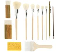 Lot de 12 pinceaux de peinture acrylique avec poignées en bois professionnelles, pinceaux multi-formes pour artistes, design en poils durables, pour maison, studio, école, atelier, argile céramique