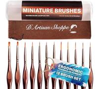 Lot de 12 pinceaux de Peinture Miniatures Art. Minute Series XII - pour Maquette - Petits pinceaux d'artiste à Pointe Fine - pour Peinture Acrylique, Peinture à l'huile, Aquarelle, Warhammer 40K