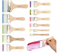 Lot De 12 Pinceaux Plats En Acrylique, Pinceaux En Nylon Avec Manche En Bois, Parfaits Pour La Peinture ¿¿ L'huile, L'aquarelle, Le Nettoyage Du Clavier, Le Bricolage Et Les Retouches De Peinture