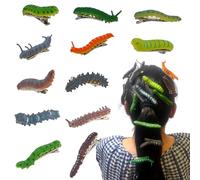 Lot de 12 pinces à cheveux amusantes en forme de chenille, accessoires pour cheveux d'Halloween, pince à cheveux coccinelle effrayante, pince à cheveux 3D vers vert, pince à cheveux rampante, ver de