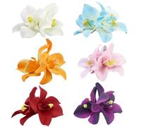 Lot de 12 pinces à cheveux avec fleurs, pince à cheveux hawaïenne, pince à cheveux, fleur, multicolore, pour les vacances à la plage, les mariages, les fêtes, les mariées