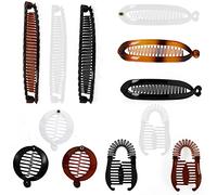 Lot de 12 pinces à cheveux banane, grands peignes vintage à double peigne banane avec bord tressé, queue de cheval, peignes pour femmes et filles (4 styles)