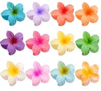 Lot de 12 Pinces à Cheveux en Forme de Fleur, BetterJonny Grandes Pince a Cheveux Fleur Hawaïenne Accessoires de Cheveux Accessoires de Coiffure Mignonnes pour Femmes Filles, 8cm